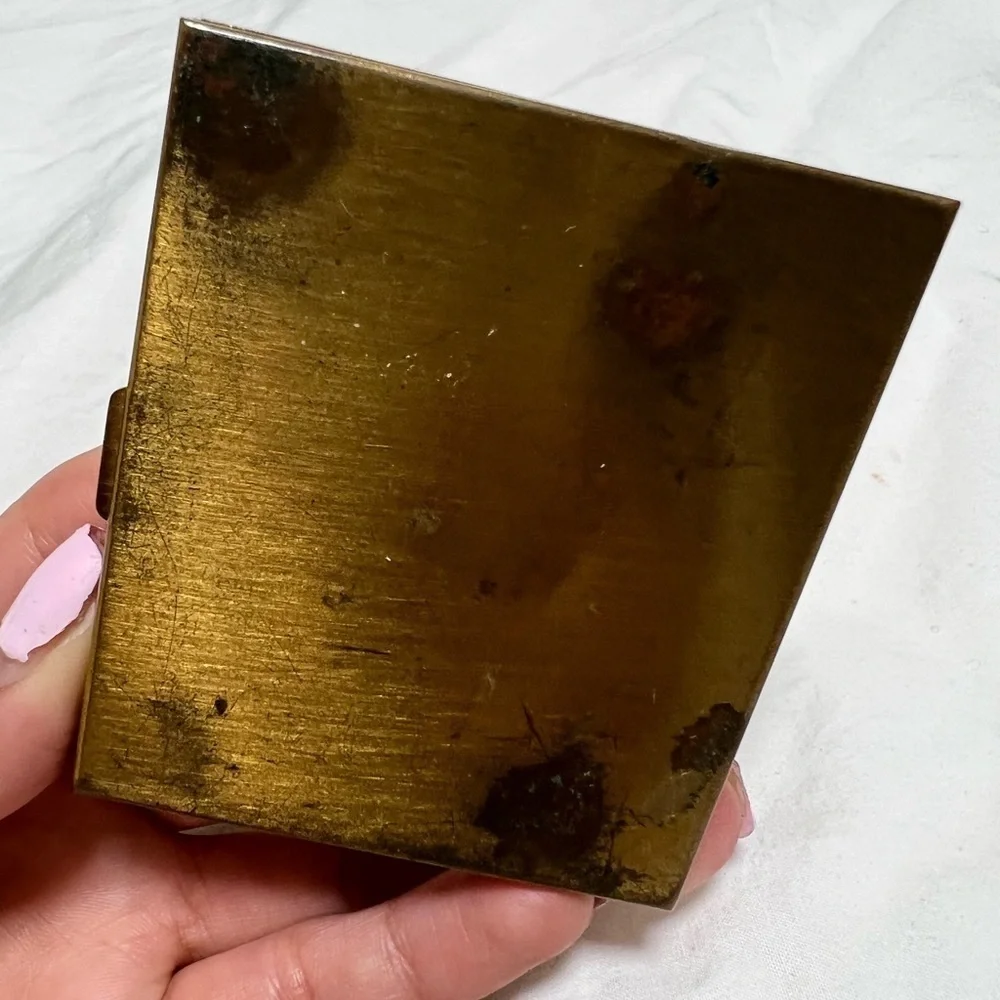 Vintage Makeup Mirror Metal Portable Foldable Mirror